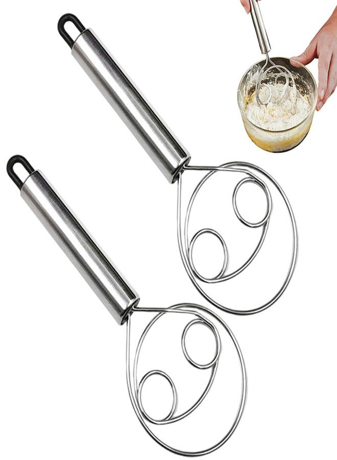 Supvox® Danish Dough Whisk, Pack of 2 Stainless Steel Wire Mixing Beater Dough Mixer Tools, Open Triplet Loop Design, Non-Sticking Kitchen Mixer for Dough, Ingredient & More - Image 1