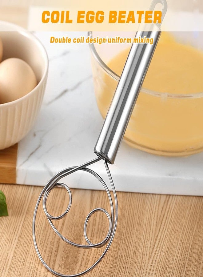 Supvox® Danish Dough Whisk, Pack of 2 Stainless Steel Wire Mixing Beater Dough Mixer Tools, Open Triplet Loop Design, Non-Sticking Kitchen Mixer for Dough, Ingredient & More - Image 4