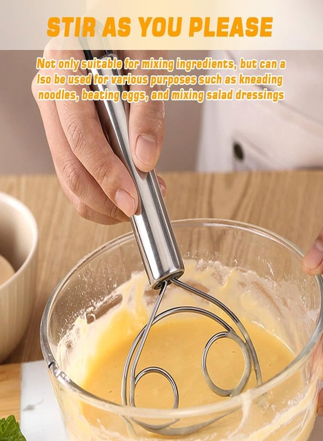 Supvox® Danish Dough Whisk, Pack of 2 Stainless Steel Wire Mixing Beater Dough Mixer Tools, Open Triplet Loop Design, Non-Sticking Kitchen Mixer for Dough, Ingredient & More - Image 5