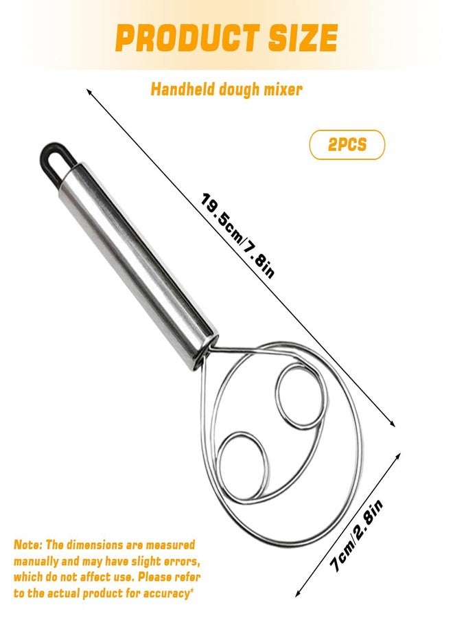 Supvox® Danish Dough Whisk, Pack of 2 Stainless Steel Wire Mixing Beater Dough Mixer Tools, Open Triplet Loop Design, Non-Sticking Kitchen Mixer for Dough, Ingredient & More - Image 2