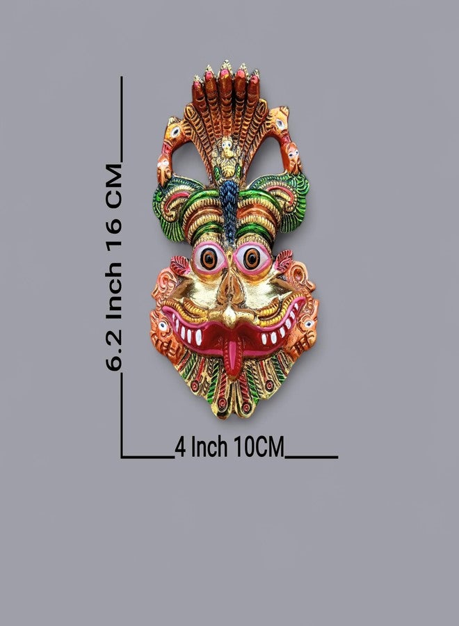 FLAIMYST 6 Inche Kirtimukha for Home Door in Aluminium Metal, Kirtimukha Wall Hanging for Home Decor, Nazar Battu for Home Entrance (Gold Plated & Multicolor) - Image 2