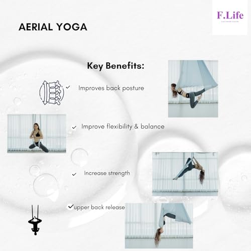 Flife F.Life Aerial Yoga Hammock 5.5 yards Premium Aerial Silk Fabric Swing for Antigravity Inversion Include Daisy Chain,Carabiner and Pose Guide - Image 4