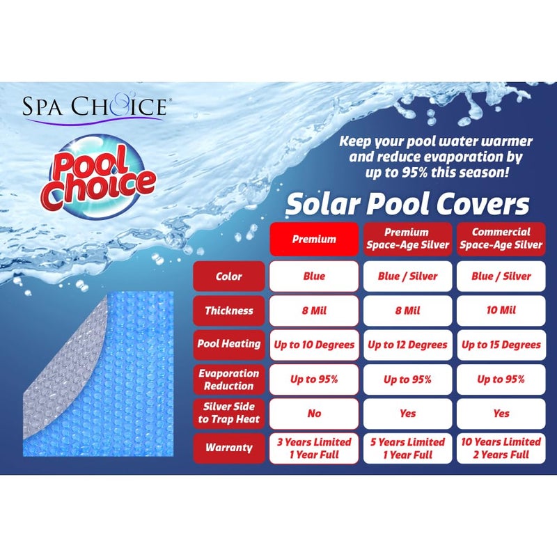 SpaChoice Spa Choice 12 Ft Blue Premium Solar Cover for Above Ground Pool, Pool Solar Cover, 8-Mil Thick, 3-Year Warranty, Made in USA - Image 3
