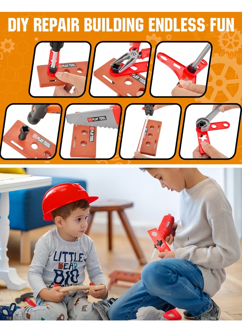 Kids Tool Set - 42 PCS Durable Pretend Play Tool Toys for Toddler, Kids Electric Power Drill Toys Construction Tool Kit Playset Accessories Gift for Girls Boys Ages 3 4 5 6 7 8 Years Old (Includes storage box)  - Image 4