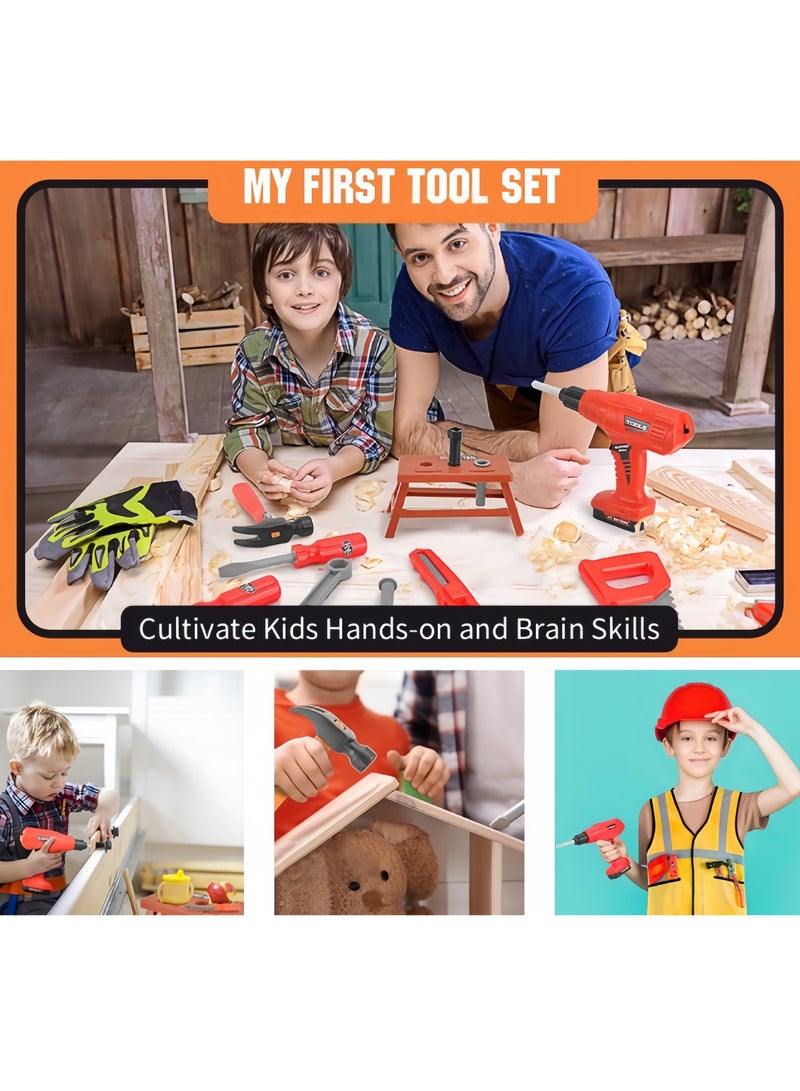 Kids Tool Set - 42 PCS Durable Pretend Play Tool Toys for Toddler, Kids Electric Power Drill Toys Construction Tool Kit Playset Accessories Gift for Girls Boys Ages 3 4 5 6 7 8 Years Old (Includes storage box)  - Image 5