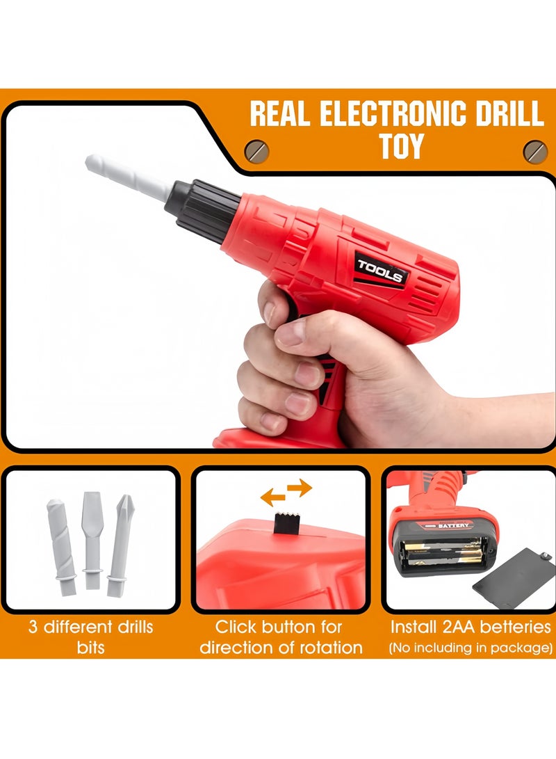 Kids Tool Set - 42 PCS Toddler Tool Set with Electric Power Drill & Tool Box, DIY Toys Construction Tool Kit Playset Accessories Giftt, Pretend Play Tools Gift for Boys Girls Ages 3, 4, 5, 6, 7, 8 - Image 5