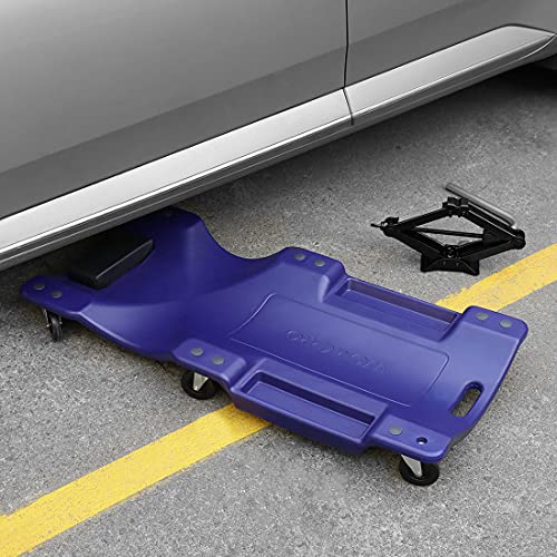 WORKPRO Mechanic Plastic Creeper, 40-Inch Automotive Creeper with Padded Headrest, 330 Lbs Capacity Rolling Garage Shop Creeper with 6 Caster Wheels, blue - Image 4