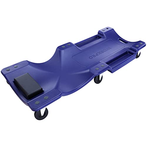 WORKPRO Mechanic Plastic Creeper, 40-Inch Automotive Creeper with Padded Headrest, 330 Lbs Capacity Rolling Garage Shop Creeper with 6 Caster Wheels, blue - Image 1