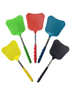 HAWAWA 5pcs Fly Swatters Extendable, Plastic Fly Swatter Set Flexible and Durable, Telescopic Flyswatter with Stainless Steel Handle for Home, Classroom and Office  - Image 1