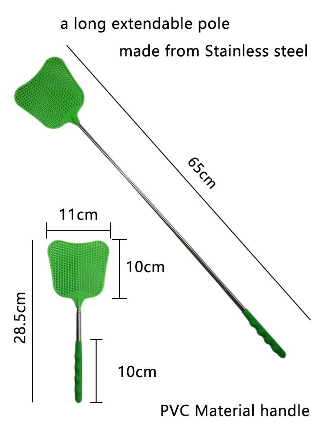 وهاواي 5pcs Fly Swatters Extendable, Plastic Fly Swatter Set Flexible and Durable, Telescopic Flyswatter with Stainless Steel Handle for Home, Classroom and Office  - Image 2