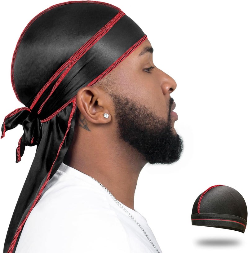 ForceWave Silky Durag for Men Wave Cap Satin Dorag for Men Women 360 Wave - Image 1