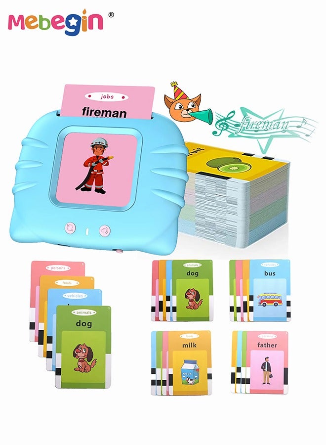 Audible Flash Cards with Sound Effects, Talking Flash Cards, Toddler Learning Toy with 112 Double-sided Learning Cards, Educational Interactive Toys, Fun Toddler Travel Toys, Ideal Gift for Kids Aged 3+