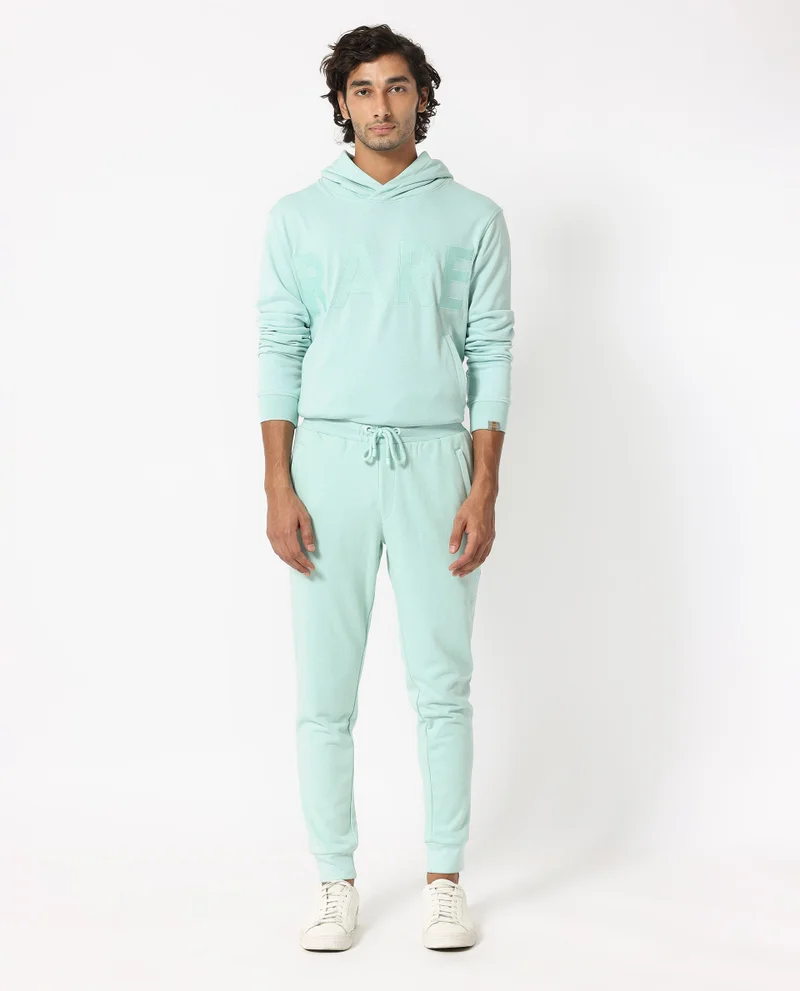 Rare Rabbit Rare Rabbit Men's Shiga Light Blue Cotton Polyester Fabric Drawstring Closure Regular Fit Mid Rise Trackpant
