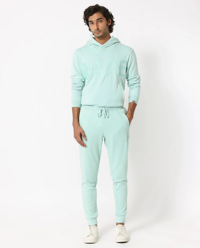 Rare Rabbit Rare Rabbit Men's Shiga Light Blue Cotton Polyester Fabric Drawstring Closure Regular Fit Mid Rise Trackpant