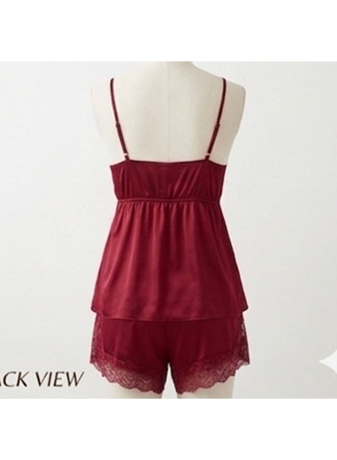 Caprisious Elegant Satin & Lace Cami Set with Matching Shorts - Image 4