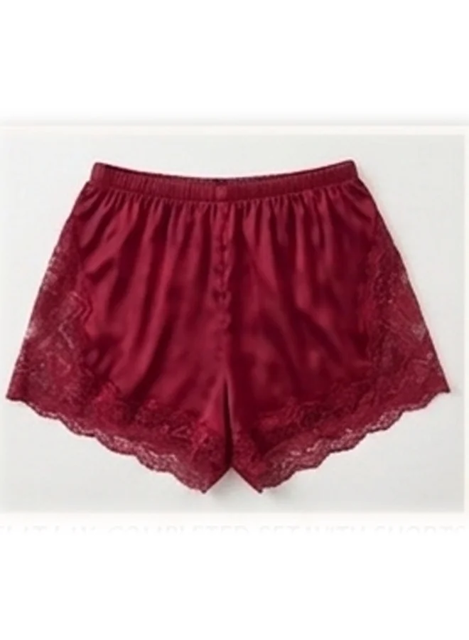 Caprisious  Elegant Satin & Lace Cami Set with Matching Shorts for Women | Best Price UAE