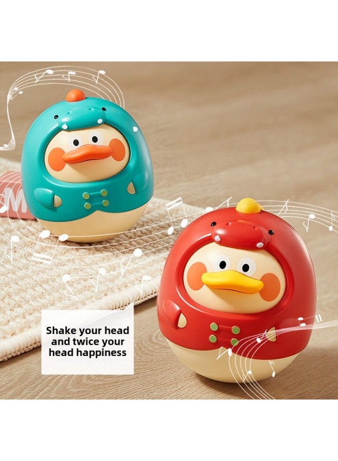 Spot Cute Cartoon Duck Tumbler 3-24 Months Baby High Value Educational Toys-Color:Red Dinosaur Duck +5-layer Track Transfer Music To Send 4 Balls - Image 3