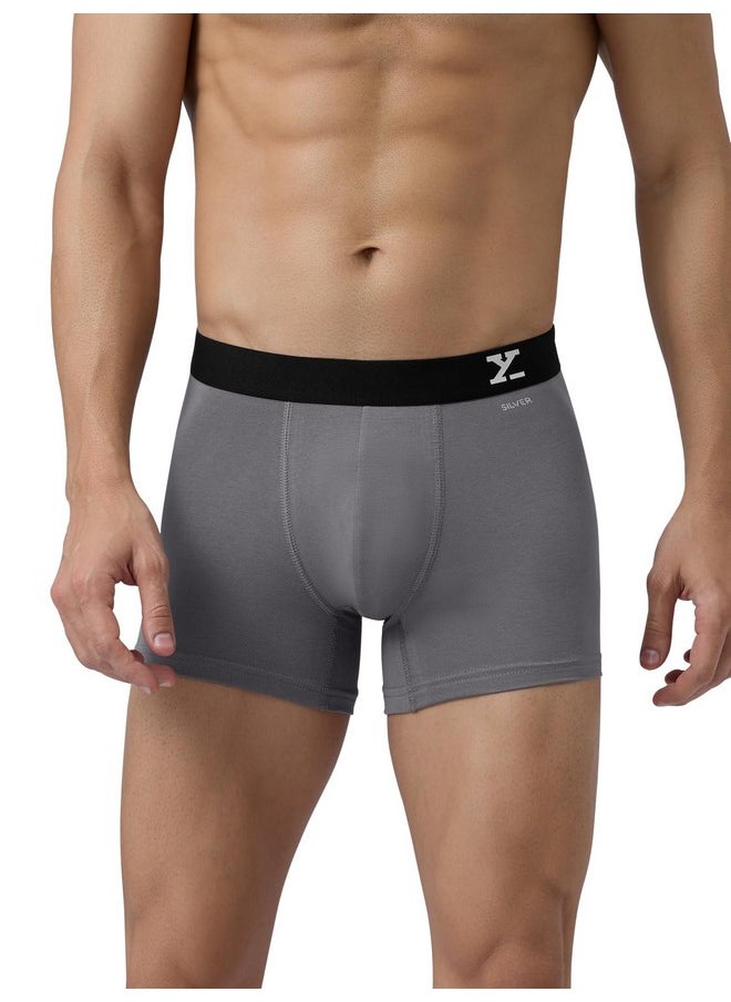 XYXX XYXX Men Cotton Trunk, Regular Fit, Solid, Pack of 4, XYTRNK4PCKN61XL, Dark Maroon+Frost Grey+Brilliant Blue+Black, XL  - Image 4