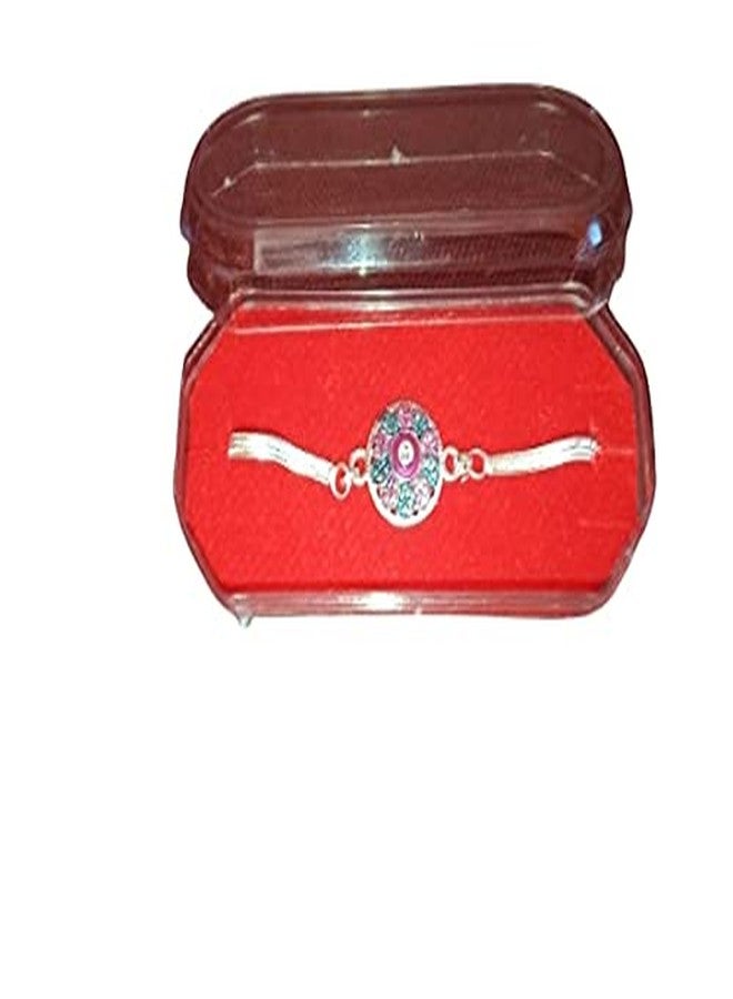 Bhumi Creation Flower Patterned Silver Rakhi - Image 3