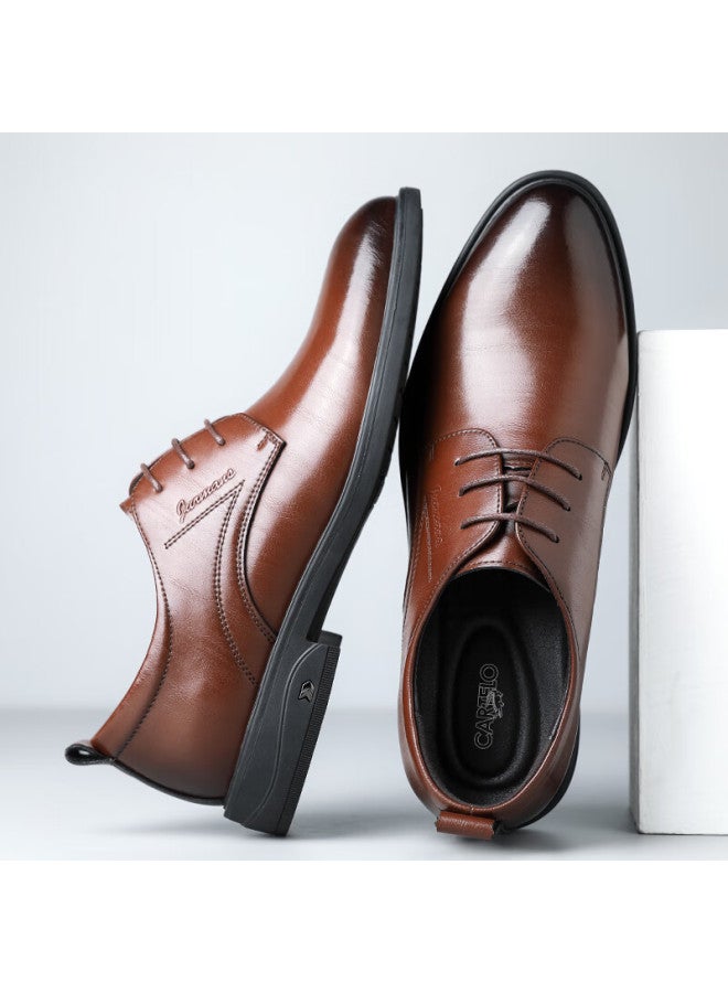 Cartelo Men's Soft Leather Business Breathable Men's Casual Leather Shoes Retro Rubbing Resistant Wedding Shoes Men 9645 Brown 44 - Image 4