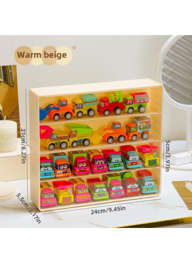 Hot Wheels Display Stand Alloy Car Model 1:64 Children's Toy Car Ornaments Transparent Finishing Storage Display Box-Color:1:64 Sliding Door Cream Yellow Storage Box  - Image 1