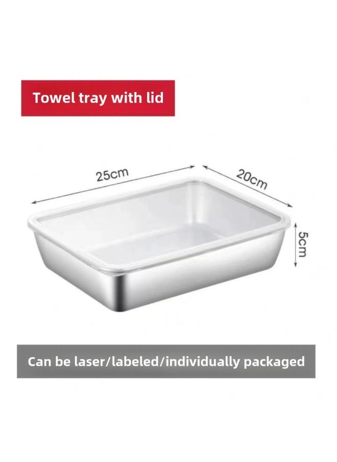 Generic Factory Sold Stainless Steel Preservation Box Household Sealed Storage Portable Picnic Fruit Meal Box Lunch Box Refrigerator Storage Box-Specifications:25*20*5cm Crisper Box With Lid  - Image 1