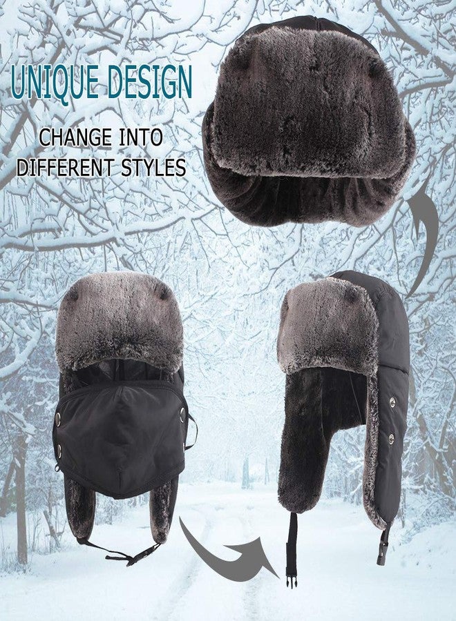 Zsedrut Winter Boy Trapper Trooper Hat Outdoor Warm Girls Ski Cap Windproof Mask Ear Flaps Hats for Kids (Black) - Image 2