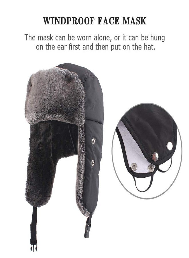Zsedrut Winter Boy Trapper Trooper Hat Outdoor Warm Girls Ski Cap Windproof Mask Ear Flaps Hats for Kids (Black) - Image 5