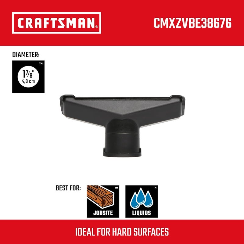 كرافتس مان فوهة متعددة الاستخدامات من CRAFTSMAN، رقم المنتج: CMXZVBE38676، بقطر 1-7/8 بوصة، مناسبة لأجهزة الشفط الرطبة والجافة من الدرجة الصناعية، مثالية لتنظيف الأسطح الصلبة؛ تناسب الأنابيب بقطر 1-7/8 بوصة. - Image 2