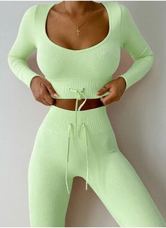 NIBEMINENT Running fitness sportswear suit yoga two-piece set gather high waist hip hip slim stretch sports suit  - Image 1