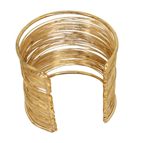 JWELLA Trendy Gold-Toned Open Cuff Bracelet for Women & Girls | Textured Multi-Wire Design Metal Bangle | Statement Fashion Wrist Accessory for Casual - Image 1