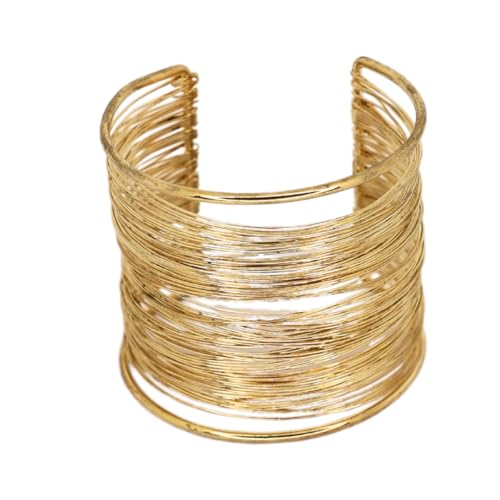 JWELLA Trendy Gold-Toned Open Cuff Bracelet for Women & Girls | Textured Multi-Wire Design Metal Bangle | Statement Fashion Wrist Accessory for Casual - Image 3