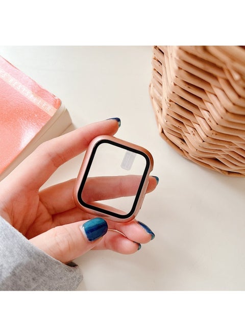 Suitable For Apple Watch Pc Plastic Protective Case Solid Color Integrated Protective Case Iwatch34567SE8 Representative Shell-Color:Rose Gold-Appearance Size:38mm Carton Packaging