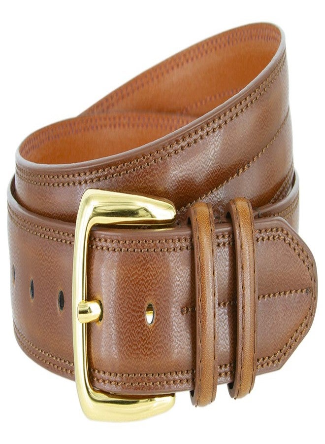 Belts.com 2923 Center Stitched Dress Genuine Leather Belt 1-1/8" wide (Tan, 34) - Image 1
