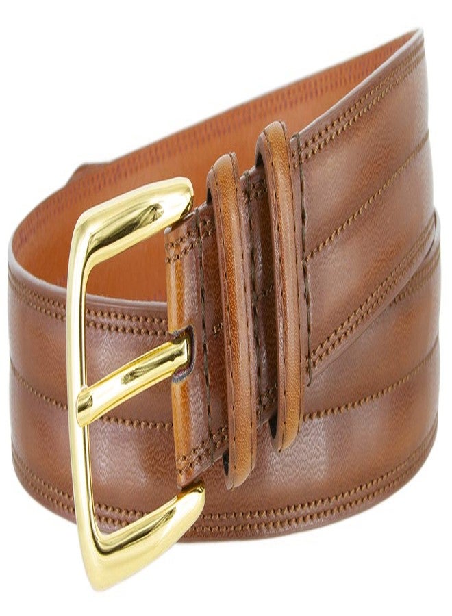 Belts.com 2923 Center Stitched Dress Genuine Leather Belt 1-1/8" wide (Tan, 34) - Image 2