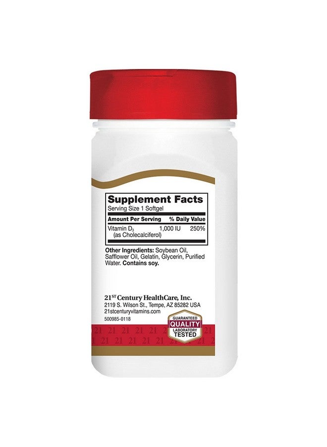 21st Century D3 1000 IU Softgels, 250 Count (27415) - Image 3