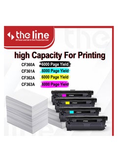 The Line TheLine CF360A CF361A CF362A CF363A Toner Set Compatible with HP Laserjet M553dn M553n M553x M552dn M553 MFP M577Z M577dn M577f M577c M577 Printer  - Image 3