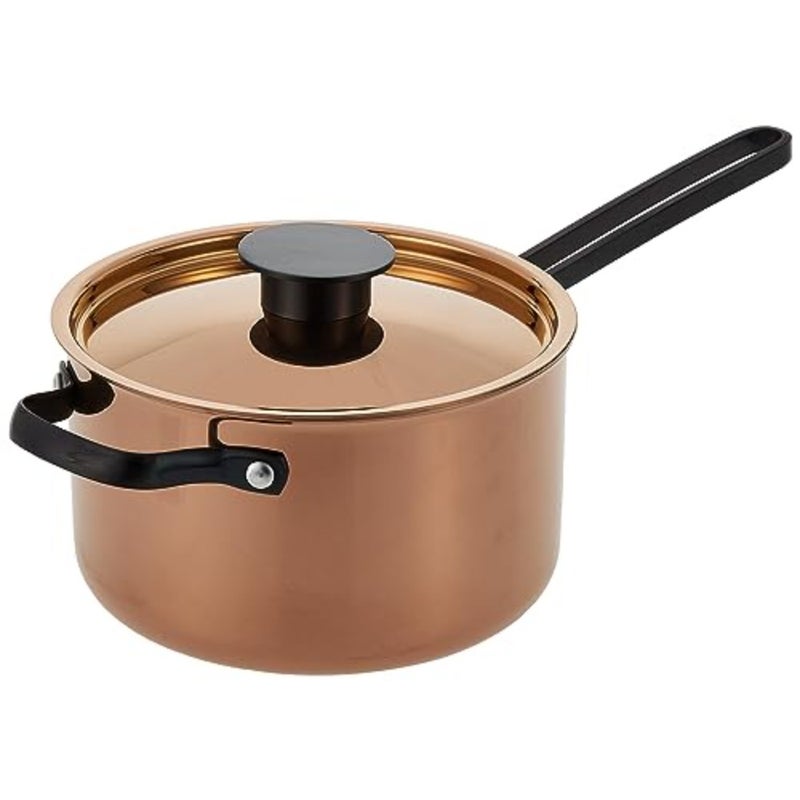Rossetti® Agostini 20cm Stainless Steel Sauce Pan With Steel Lid Heavy-Duty Saucepan with Bronze Handles and Rose Gold Finish Italian Designed Saucepans Suitable for Induction Cookware - Image 1