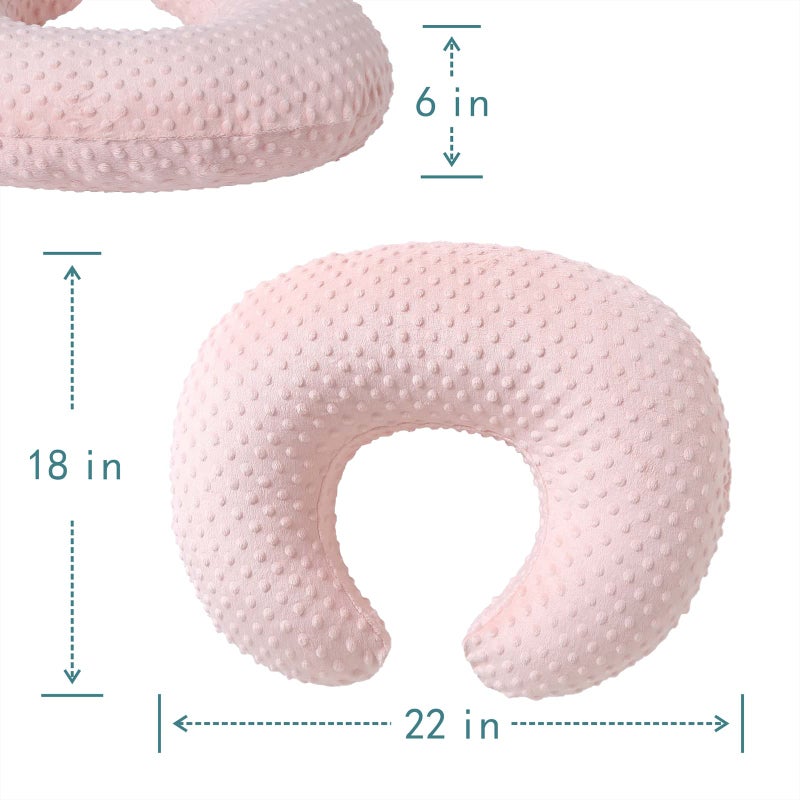 QUENESS Nursing Pillow and Positioner, Breastfeeding, Bottle Feeding, Baby Sitting Support with Removable Ultra Soft Cover, Tummy Time Support for Baby Boys and Girls (Lightpink) - Image 5