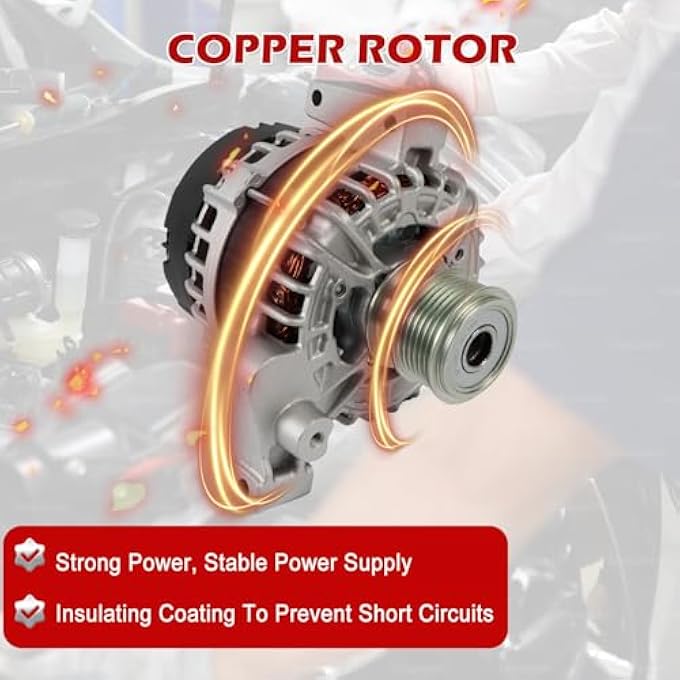 Kessocco 11722N 0125811006 Alternator Replacement for Discovery Sport LR2 Range Rover Evoque 12V 180A CCW 6 Groove Pulley - Image 4