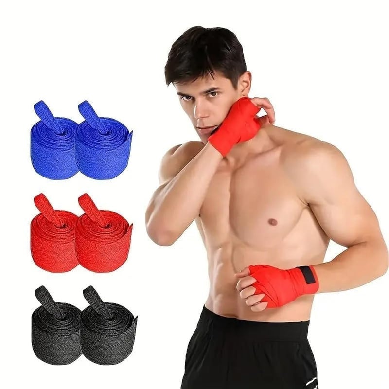 QSHOP® LiteFighter Boxing Hand Wraps Multi Length Semi Elastic Hand Wraps with Thumb Loop for Boxing, Great Elastic Hand Wraps for Men and Women (2 Pack)