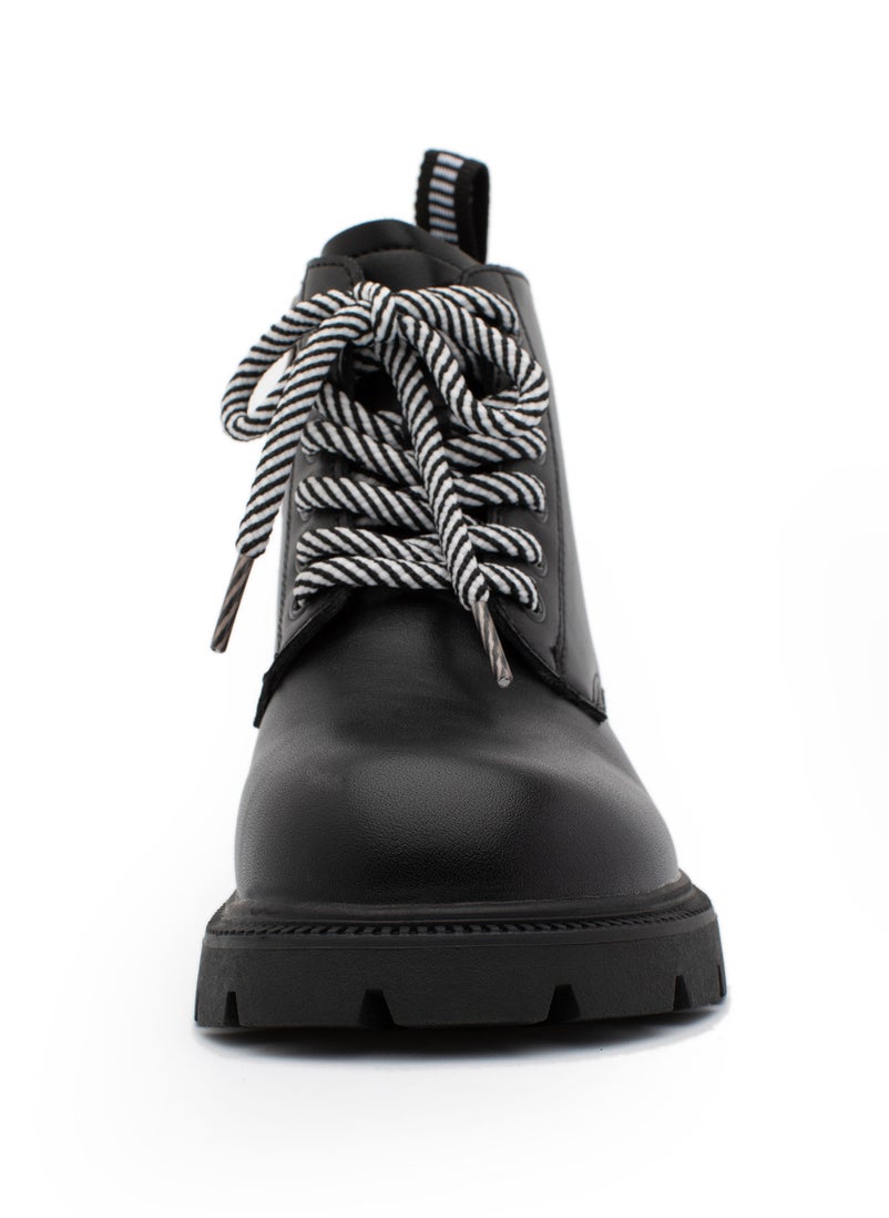 Lucky Kids Lucky Kids Unisex Synthetic Leather Winter Ankle Boots With Classic Lace Up & Side Zipper For Little Kids  - Image 4