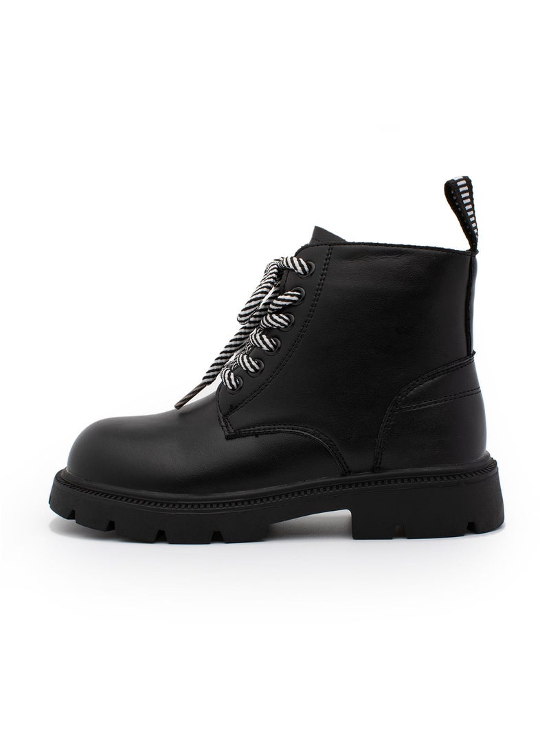 Lucky Kids Lucky Kids Unisex Synthetic Leather Winter Ankle Boots With Classic Lace Up & Side Zipper For Little Kids  - Image 3