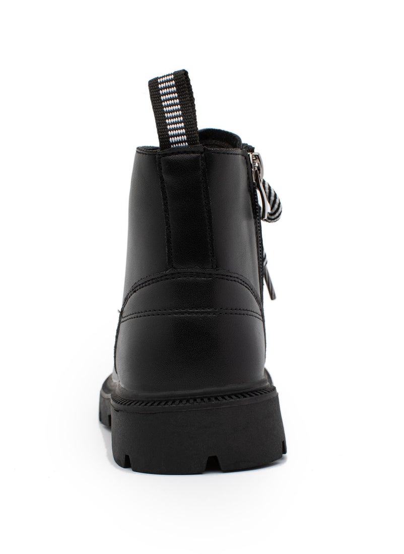 Lucky Kids Lucky Kids Unisex Synthetic Leather Winter Ankle Boots With Classic Lace Up & Side Zipper For Little Kids  - Image 5