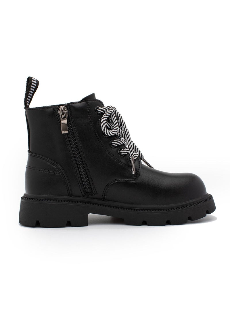 Lucky Kids Lucky Kids Unisex Synthetic Leather Winter Ankle Boots With Classic Lace Up & Side Zipper For Little Kids  - Image 1