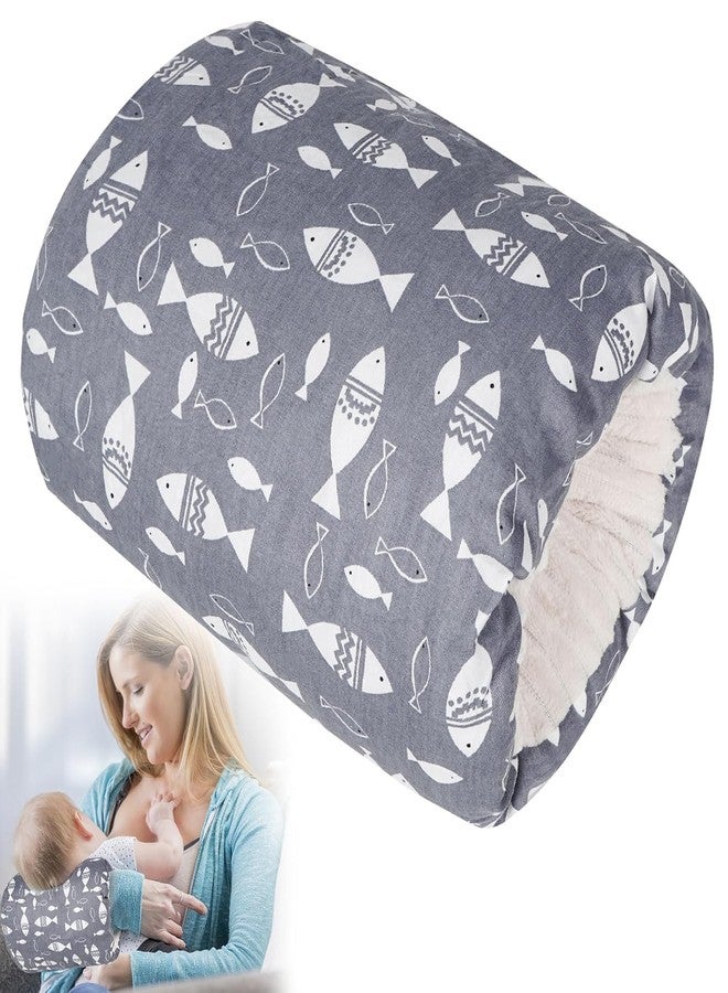 SHOPPOWORLD Cotton Nursing Pillow for Breastfeeding & Bottle Feeding - Skin-Friendly Washable Mini Arm Pillow with Ergonomic Support for Mom, Portable Design (Fish Printed) - Image 1