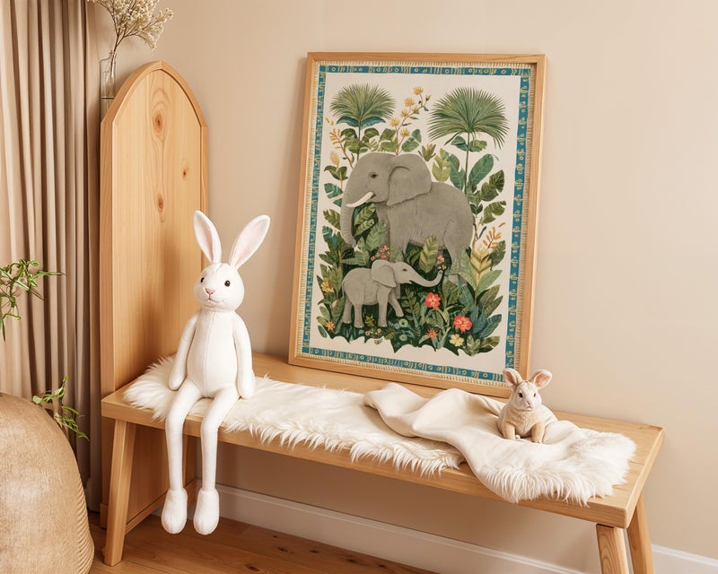 TNESSENTIAL Elephant Family Nursery Art Print, Jungle Floral Illustration - Image 5