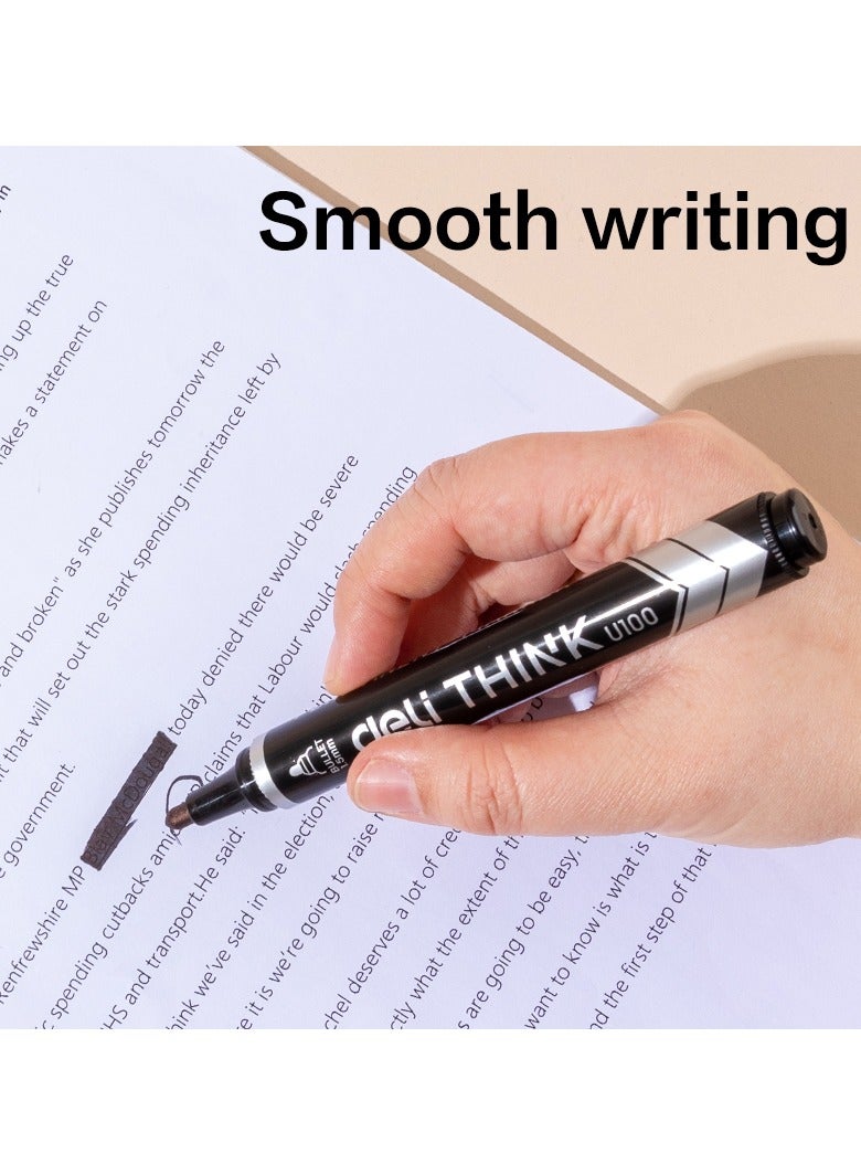 Deli EU10120 Permanent Marker, Chisel Tip 1.5-5mm, Black Ink, 12pcs/Box 鈥?Ideal for Office, School, Warehouse, Industrial Use - Image 5