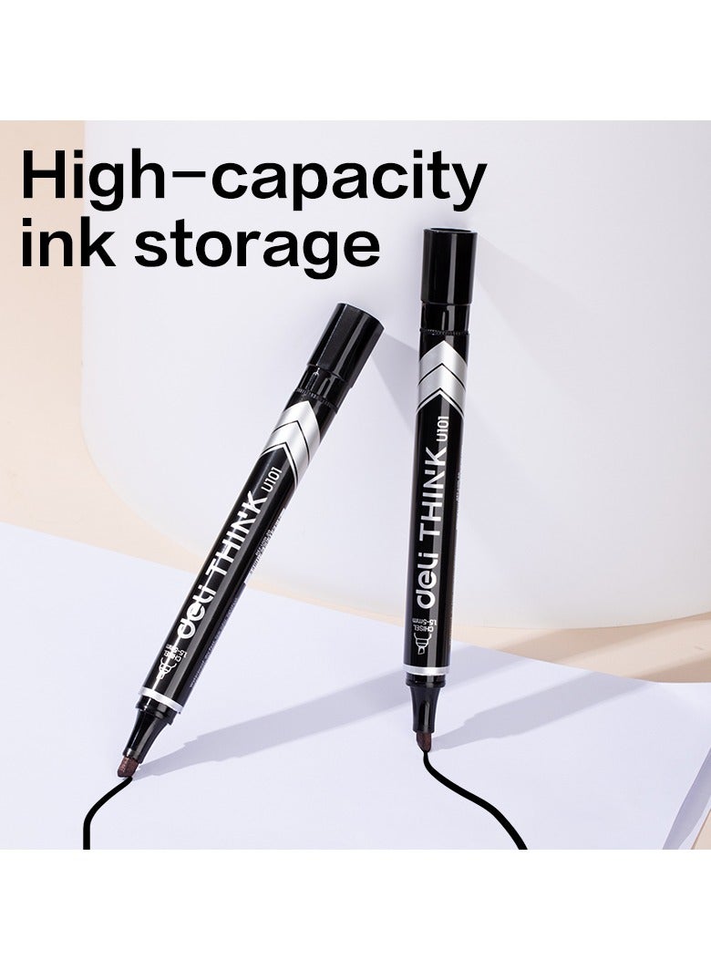 Deli EU10120 Permanent Marker, Chisel Tip 1.5-5mm, Black Ink, 12pcs/Box 鈥?Ideal for Office, School, Warehouse, Industrial Use - Image 3