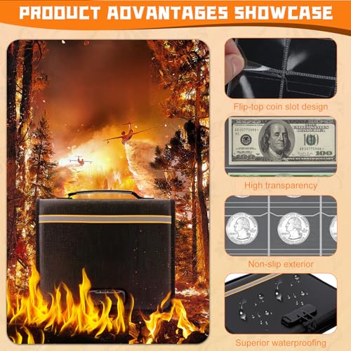 ZOCONE Coin Collection Book Holders for Collectors with Combination Lock, Fireproof and Waterproof Coin Album with 520 Pockets and 36 Bills Coin Binder for Currency Collection Items Such as Coins, Stamps - Image 4